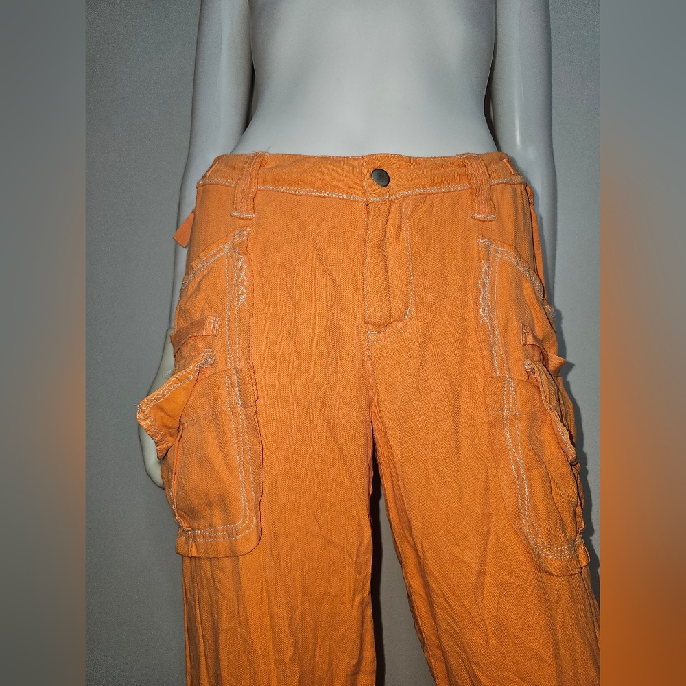 DA-NANG Orange Cargo Pants 100% Silk Size XS - Picture 8 of 16